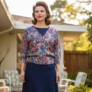 🌸 Calvin Klein Watercolor Abstract Print Cardigan Small EUC 🎨